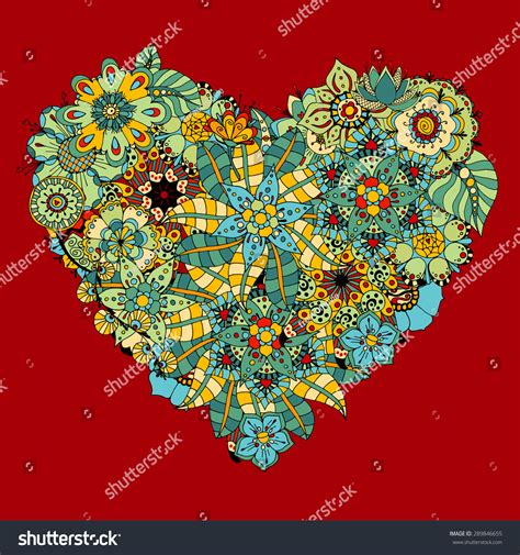 Hand Drawn Heart Doodle Background Vector Stock Vector Royalty Free