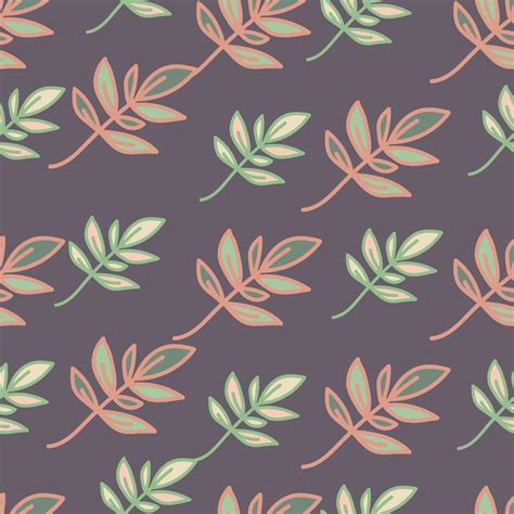 Cute Outline Leaves Seamless Pattern Simple Leaf Wallpaper Botanical