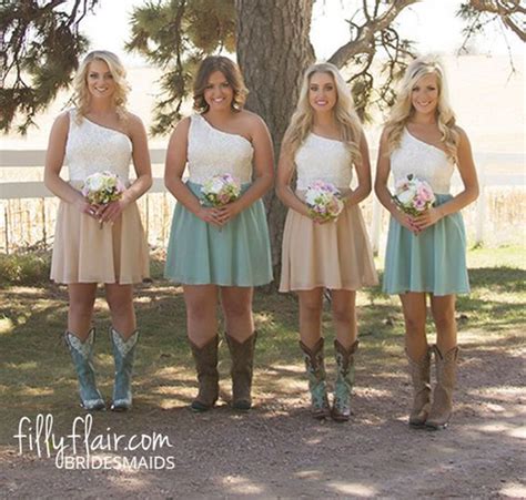 Sexy Short Country Bridesmaid Dresses One Shoulder Lace Bridesmaids