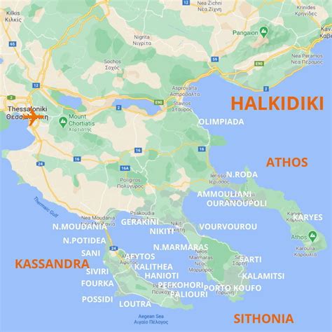 Map Of Halkidiki Beaches Beulah Sallyann