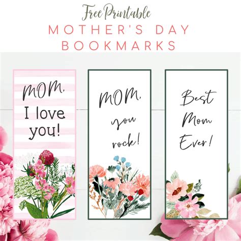 Free Printable Floral Mothers Day Bookmarks Shabby Mint Chic Party