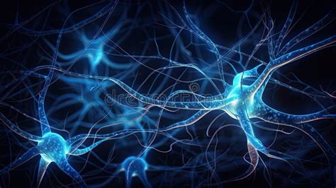 Neuron Cells with Light Impulses Stock Illustration - Illustration of ...