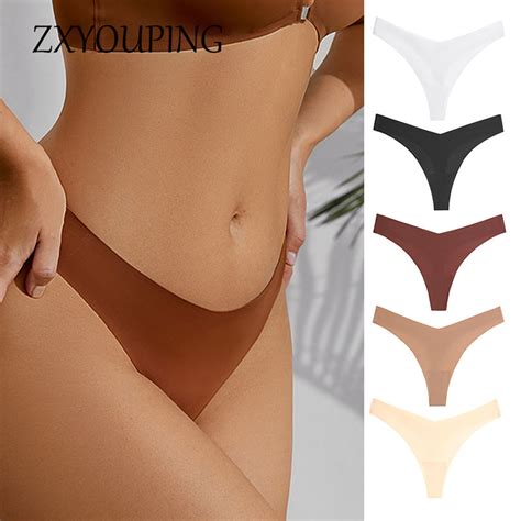 ZXYOUPING Ice Silk Seamless T Back Panty For Women Sexy Tibak Plus Size Bikini Low Waist