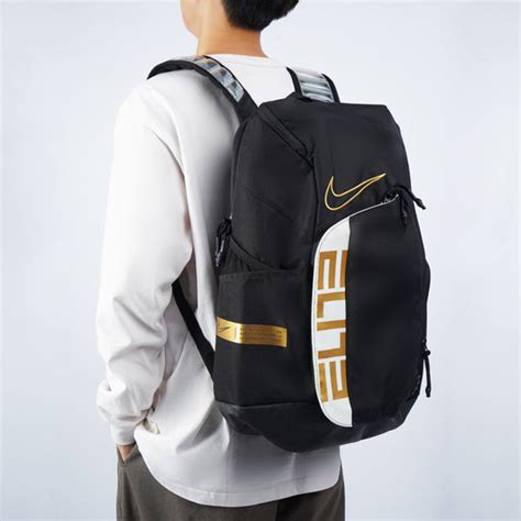 Nike Elite Pro Basketball Backpack Black White Metallic Gold Ba6164