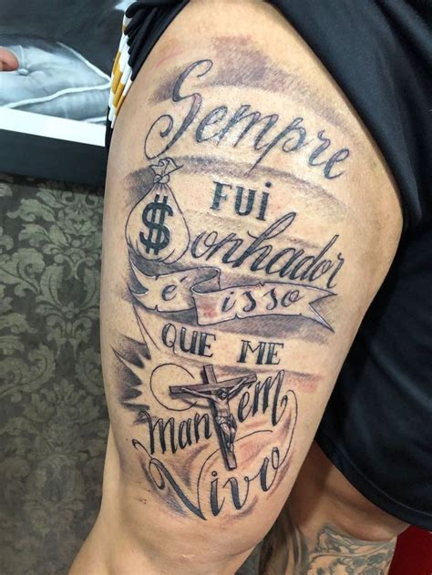 Sempre fui sonhador Tatuagem na canela Tatuagem masculina braço