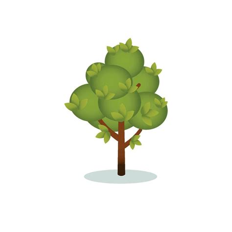 Single Green Tree Cartoon Isolated Vector Illustration Vector