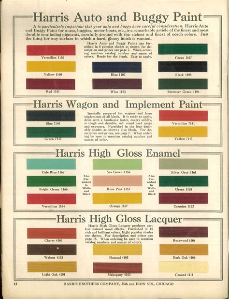 Harris Paints Color Chart