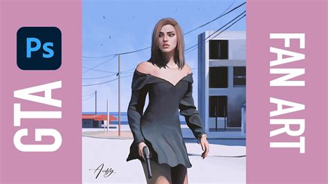 Gta Art Black Dress Girl Digital Painting Fan Art Youtube