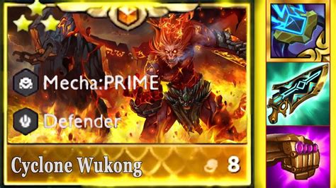 Cyclone Wukong ⭐⭐⭐ 3 Star 5 Mecha Prime 6 Defender Tft Set 85 Youtube