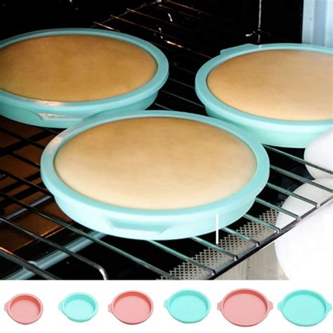 Round Silicone Cake Pans - Silicone Molds for Baking, Quick Release ...