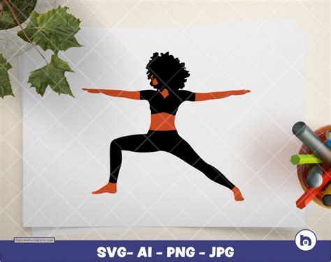 Afro Yoga Pose 5 Digital PNG Ai SVG Instant Etsy