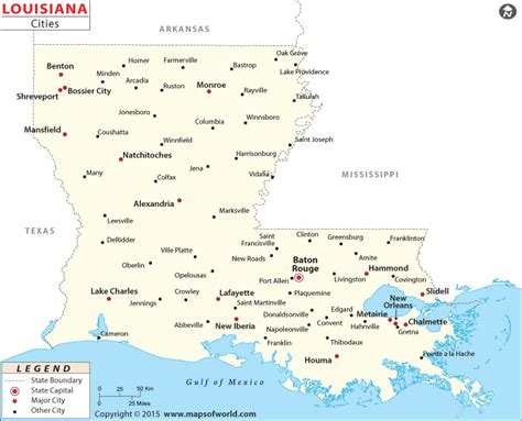 Cities in Louisiana, Louisiana Cities Map