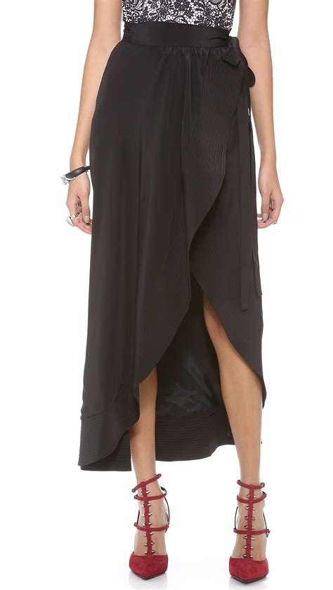 Cynthia Rowley Long Wrap Skirt - Black in Black - Lyst