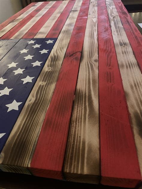 Burnt Wooden American Flag Rustic Home Decor Wall Hanging Fourth Of