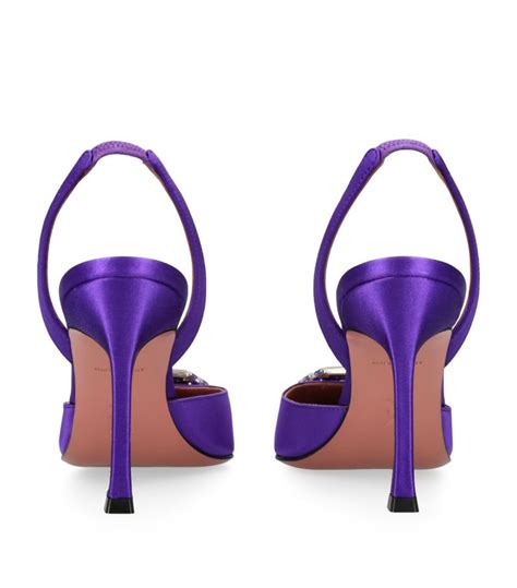 Womens Amina Muaddi Purple Satin Camelia Slingback Pumps Harrods Us