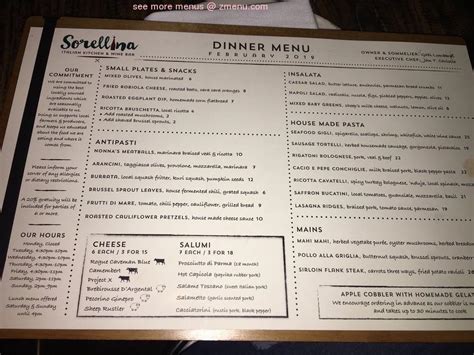 Menu at Sorellina pub & bar, Hoboken