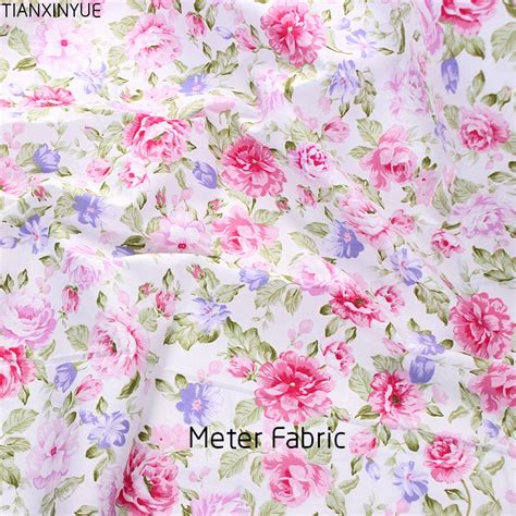 Meter Fabric Cotton Twill Sewing Cloth Rose Floral Fabrics Design