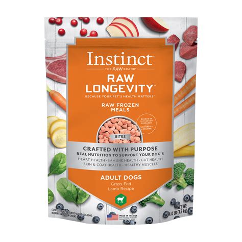 Instinct Raw Longevity Bites Grass Fed Lamb Recipe Frozen Dog Food Review