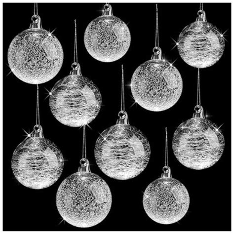 12 Glass Ball Christmas Ornaments Christmas Hanging Ornament In Clear Shiny Iridescent Clear