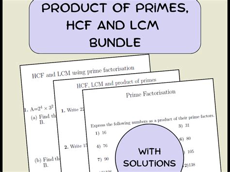 Product Of Primes Hcf And Lcm Bundle Teaching Resources