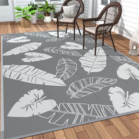 Deorab Outdoor Rug For Patios Clearance X Reversible Tropical