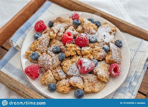 Kaiserschmarrn Traditional Austrian Pancake Dessert With Fresh Fruit