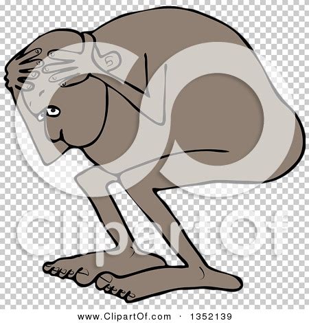 Clipart Of A Cartoon Black Man Cowering Scared And Naked Royalty