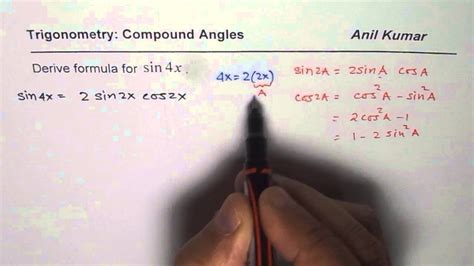 Examples Compound Angle Formula For Double Angles Sin4x Youtube