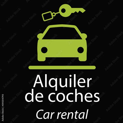 Cartel Que Indica Dónde Encontrar El Alquiler De Coches En Español E Inglés En Blanco Sobre Un