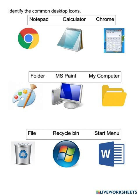 Desktop Icons Exercise Desktop Icons Worksheets For Grade