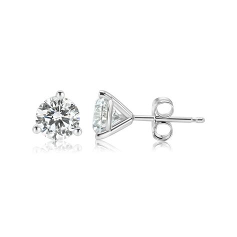 K White Gold Lab Created Diamond Prong Martini Stud Earrings