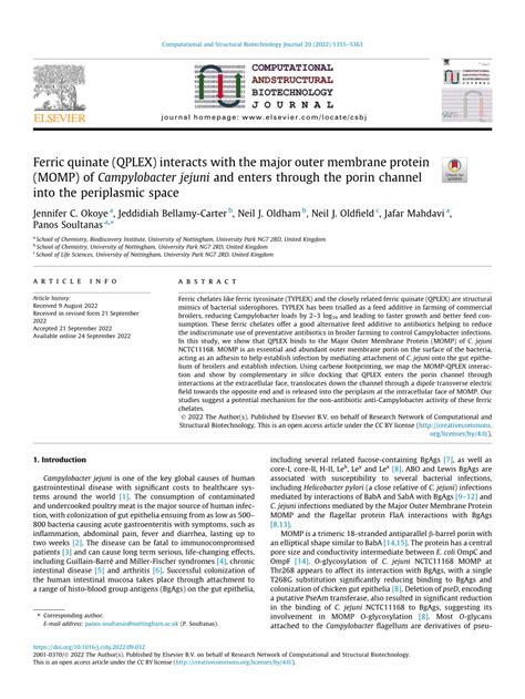 PDF Ferric Quinate QPLEX Interacts With The Major Outer Membrane