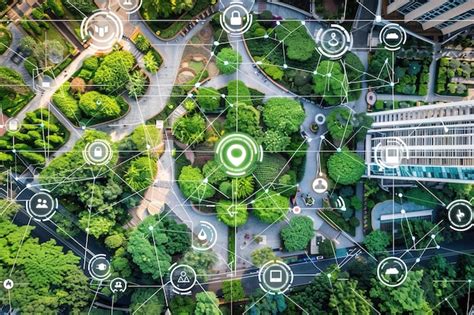 Um Parque De Cidade Inteligente Sensores Iot Que Monitoram Os