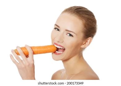 Portrait Nude Woman Eating Carrot Stock Photo 287170595 Shutterstock
