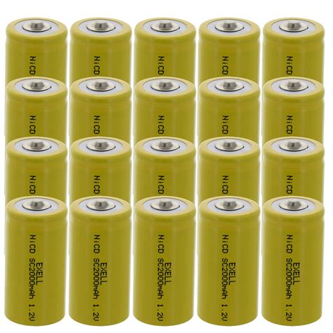 X Exell Subc V Mah Nicd Button Top Rechargeable Batteries