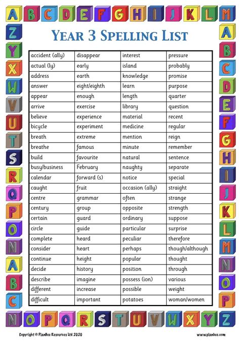 3rd Grade Spelling Words List PDF, 50% OFF | www.elevate.in