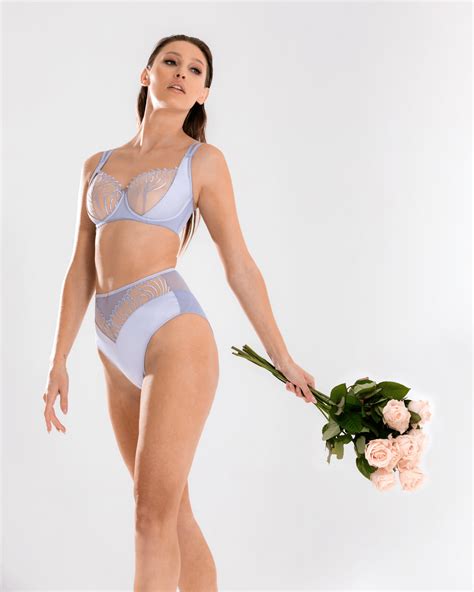 Fallen Angel Balcony Bra Silvery Blue TKD Lingerie