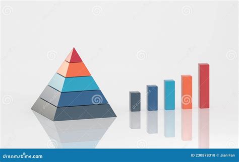 Pyramid Figures And Bar Charts 3d Rendering Stock Illustration