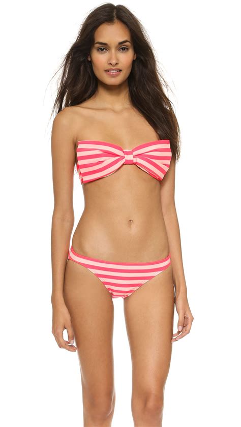 Kate Spade New York Georgica Beach Stripes Bow Bikini Top Geranium