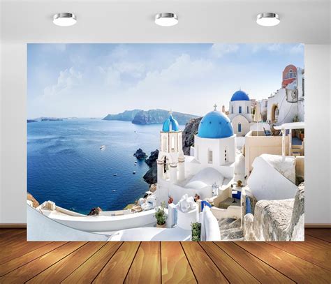 Amazon BELECO 15x8ft Fabric Greece Backdrop Greek Santorini