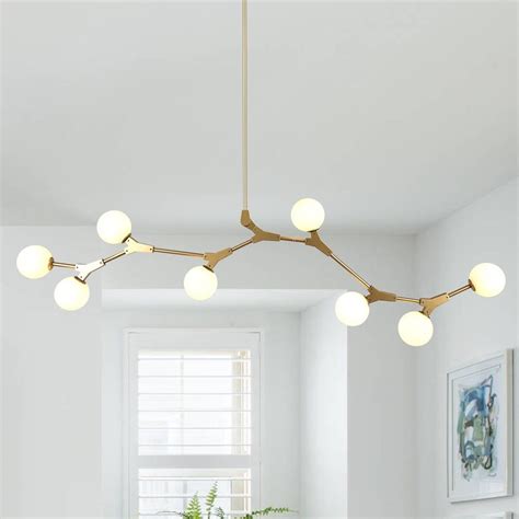 Mid Century Linear Island Branching Bubble Chandelier Bubble