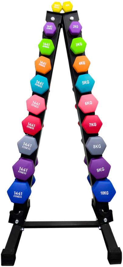 1441 Fitness Neoprene Dumbbell 1 Kg To 10 Kg Set With 10 Pair Vertical