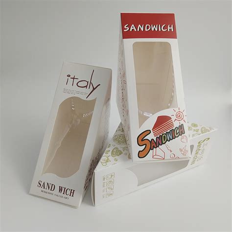 Custom Made Triangle Paper Sandwich Packaging Box Food Disposable Lunch