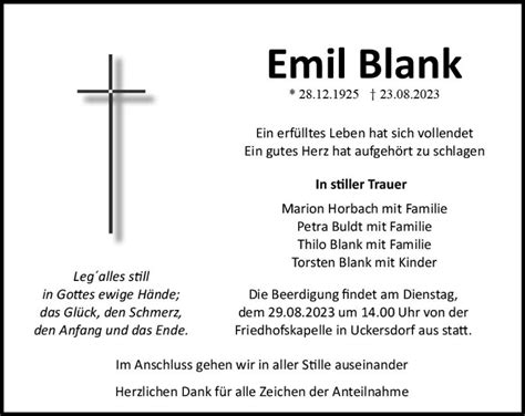 Traueranzeigen Von Emil Blank Vrm Trauer De