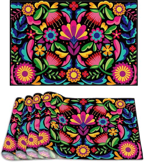 Linen Mexican Placemats Set Of 4 Cinco De Mayo Place Mats Mexican