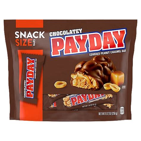 PAYDAY Chocolatey Covered Peanut Caramel Snack Size Candy Bars, 9.12 oz ...