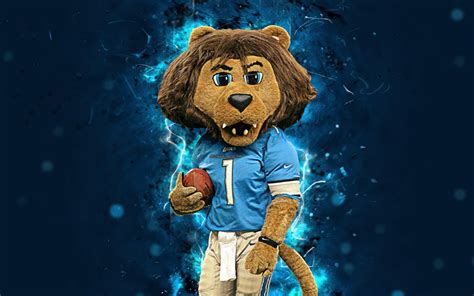 Download Wallpapers Roary 4k Mascot Detroit Lions Abstract Art Nfl