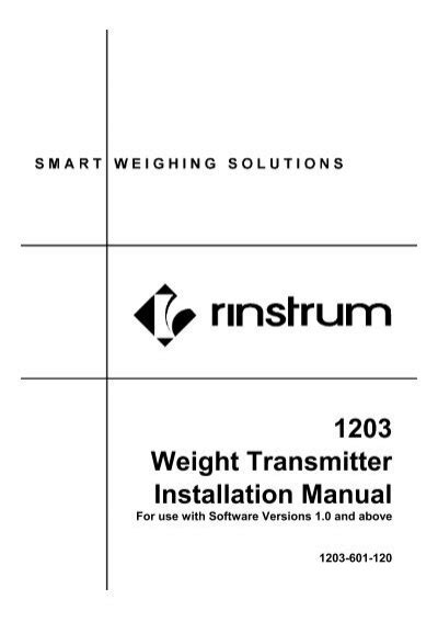 Weight Transmitter Installation Manual Rinstrum