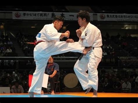 【新極真会】 第45回全日本空手道選手権大会 男子2回戦1 島本一二三 vs. 岡田秀一 SHINKYOKUSHINKAI KARATE ...