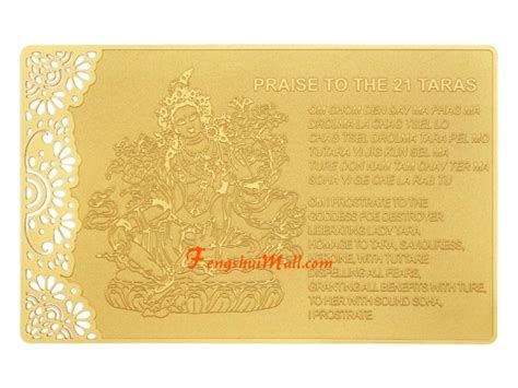 Praise To 21 Tara Printed On Card In Gold Feng Shui 2019